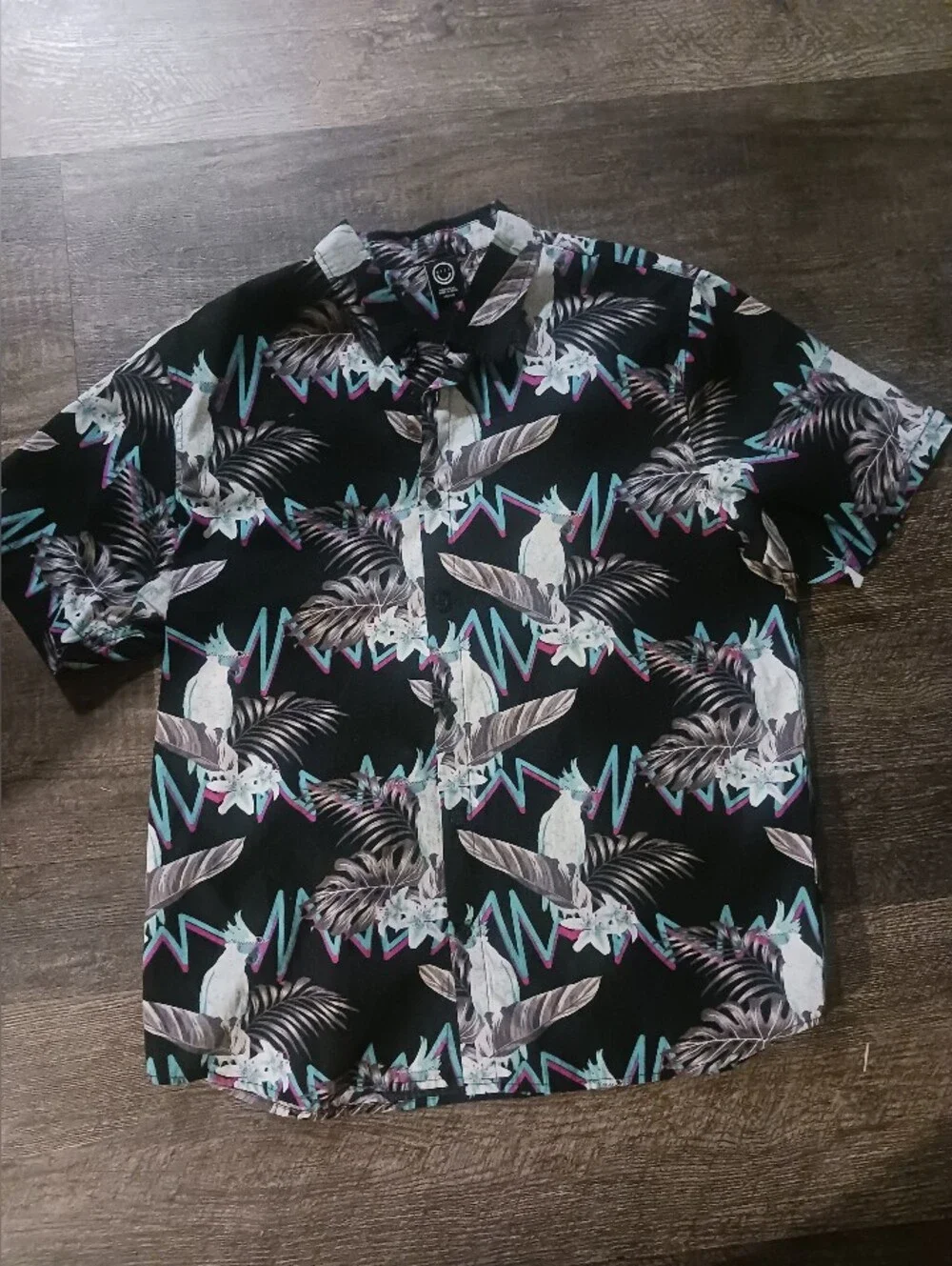 Neff Hawaiian M Shirt 80s Electric Turquiose Shock Blue  Pimped Cockatoo Black